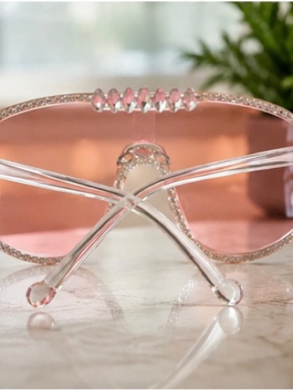 🩷 Rhinestone Sheild Sunglasses - Pink - super cute ✨ 💎 🩷